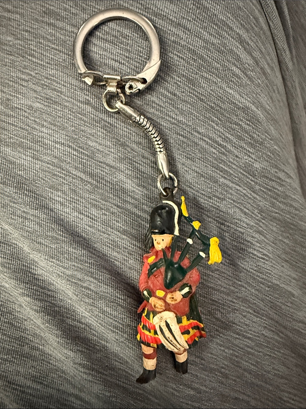Bagpiper Keychain Charm in Red, Green and Yellow
